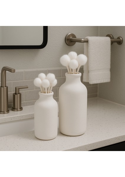 2'li Dekoratif Beyaz Vazo Seti modelleri