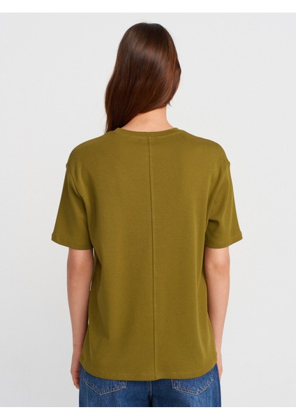 31218 Dikiş Detaylı T-Shirt-K.yağ Yeşl fiyatları