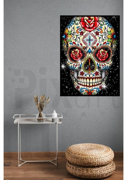 Kafatası 30 *40 cm Pixart Sanat Elmas Mozaik Tablo Diamond Türkiye modelleri