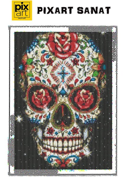 Kafatası 30 *40 cm Pixart Sanat Elmas Mozaik Tablo Diamond Türkiye fırsatları