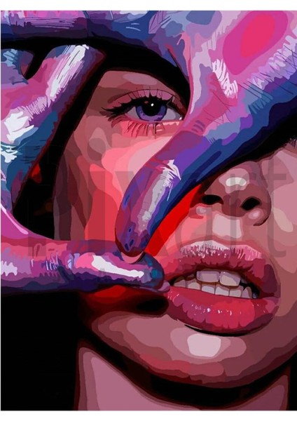Mor Kadın 30 *40 cm Pixart Sanat Elmas Mozaik Tablo Diamond Türkiye