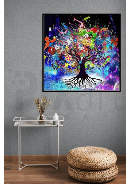 Renkli Çiçekli Ağaç 35*35CM Pixart Sanat Elmas Mozaik Tablo Diamond Türkiye fiyatları