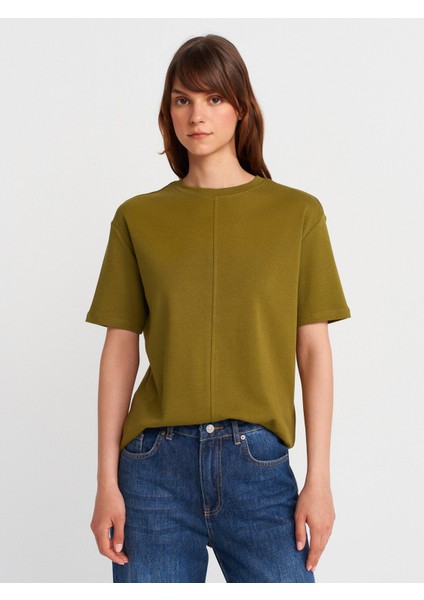 31218 Dikiş Detaylı T-Shirt-K.yağ Yeşl modelleri