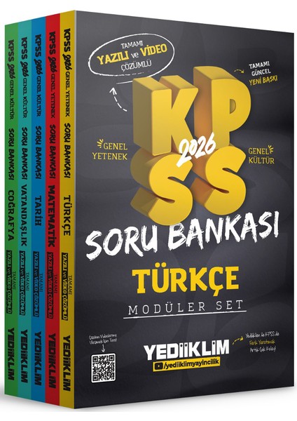 2026 Kpss Gy-Gk Tamamı Hem Yazılı Hem Video Çözümlü Modüler Set Soru Bankası (5 Kitap)