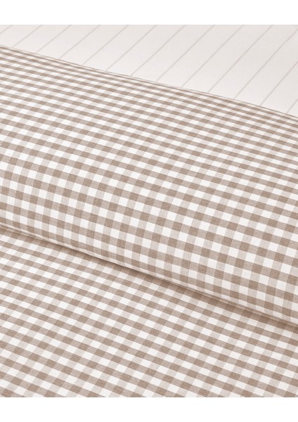 Clouded Grid Ipliği Boyalı Çift Kişilik Nevresim Takımı 200X220 cm Bej fırsatları