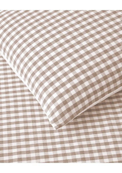 Clouded Grid Ipliği Boyalı Çift Kişilik Nevresim Takımı 200X220 cm Bej indirimleri