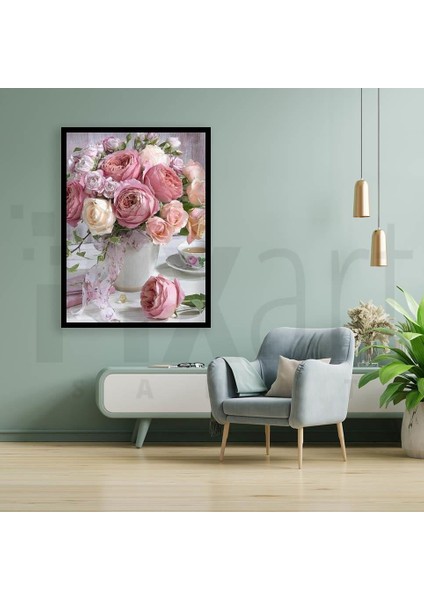 Pudra Gül Buketi 30 *40 cm Pixart Sanat Elmas Mozaik Tablo Diamond Türkiye fiyatları