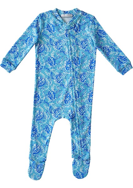 Lilly Pulitzer Turtley Organik Pamuk Ayaklı Fermuarlı Bebek Tulum