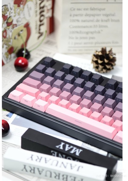 AK980 Kablosuz Hot-Swap Tft Ekranlı Mekanik Oyun Klavyesi 8.000 Mah Batarya Pembe - Gift Switch