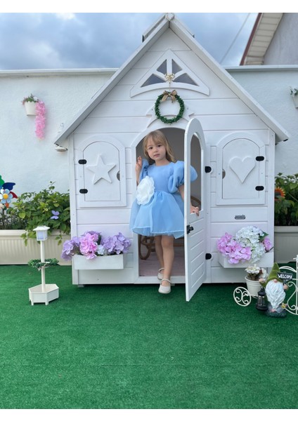 Rose- Mavi Şifon Kısa Kollu Kız Çocuk Elbisesi fırsatları