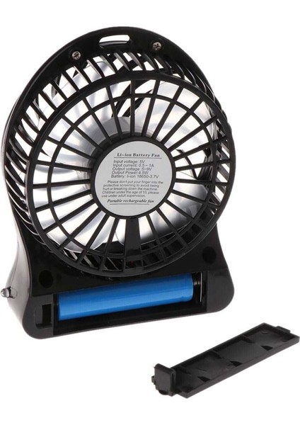 Şarjlı Mini Vantilatör Masa Üstü 3 Kademeli USB Mini Fan Siyah