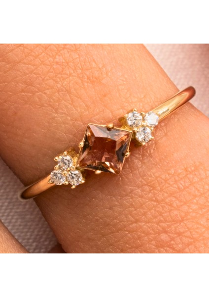 Gümüş Yüzük - Zultanit Taşlı Alyans Yüzük-0.40Karat Topaz Evlilik Teklifi 925 Ayar Kadın Gümüş Yüzük