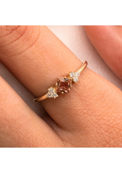 Gümüş Yüzük - Zultanit Taşlı Alyans Yüzük-0.40Karat Topaz Evlilik Teklifi 925 Ayar Kadın Gümüş Yüzük