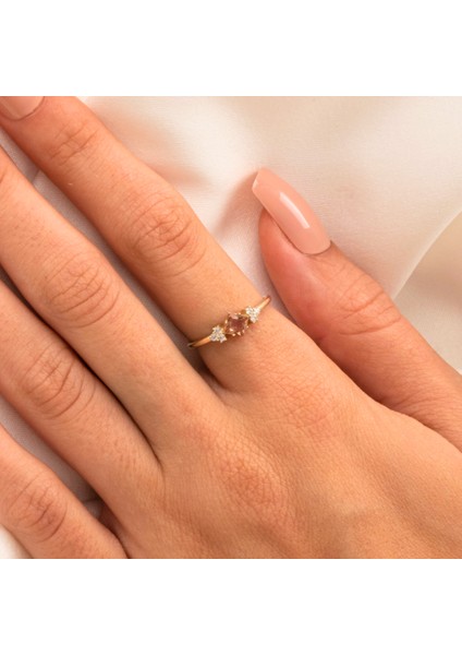 Gümüş Yüzük - Zultanit Taşlı Alyans Yüzük-0.40Karat Topaz Evlilik Teklifi 925 Ayar Kadın Gümüş Yüzük