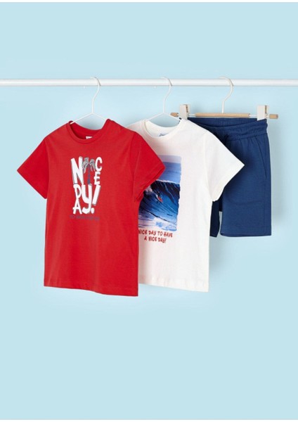 Erkek Çocuk 3'lü T-Shirt Şort Takım