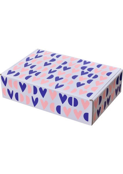 Karton Hediyelik Ürün Kutusu 29 x 19 x 8 cm 10 'lu Paket Pembe Mavi Kalpli indirimleri