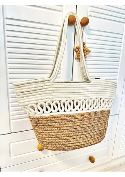 Doğal Hasır Jüt El Örmesi Kadın Plaj Çantası modelleri