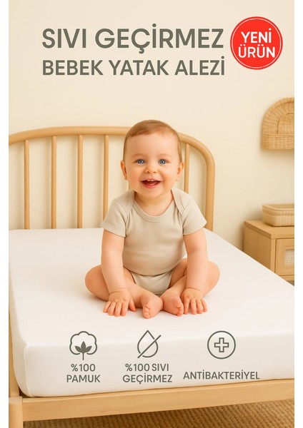%100 Pamuk Sıvı Geçirmez Bebek Ve Çocuk Yatak Koruyucu Alez Park Beşik Kreş Anaokulu Alezi 70 x 140