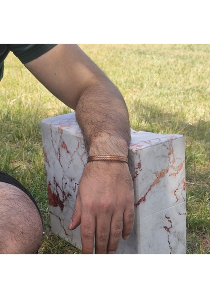 Chevron Modeli Bakır Kelepçe Bileklik - Otantik Unisex Tasarım El Yapımı