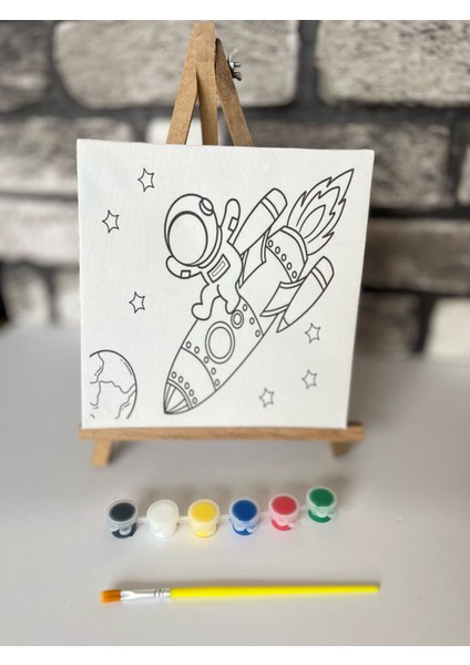 Kanvas Tablo Boyama Seti Astronot Temalı