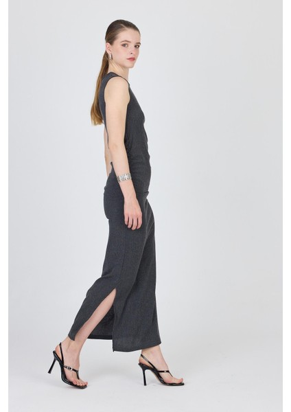 Füme Bisiklet Yaka Yanları Büzgülü Uzun Elbise 1489 modelleri