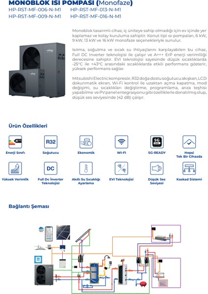 9kw Isı Pompası (Monofaze)