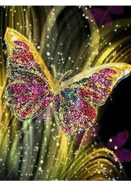 Işıltılı Kelebek Pixart Sanat Elmas Mozaik Tablo Diamond Türkiye 60*80