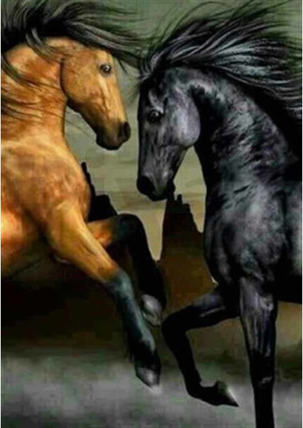 Atlar Arasındaki Rekabet Pixart Sanat Elmas Mozaik Tablo Diamond Türkiye 48*68