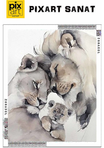 Sanat Aslan Ailesi || Elmas Mozaik Tablo ~ Mozaik Puzzle || Diamond Türkiye || 40x50 fırsatları