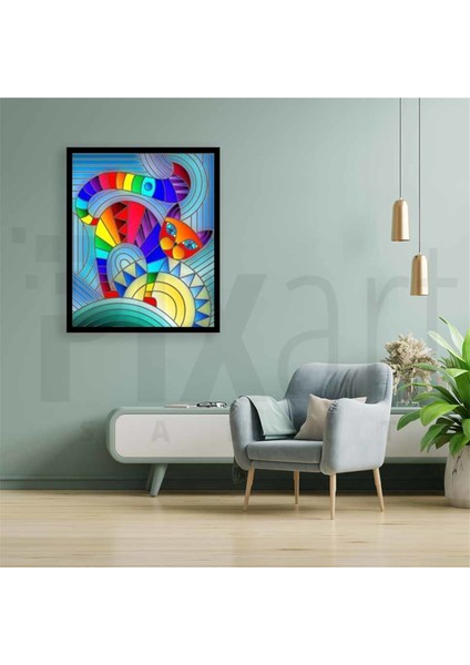 Desenli Renkli Kedicik Pixart Sanat Elmas Mozik Tablo Daimond Türkiye 42*52 modelleri