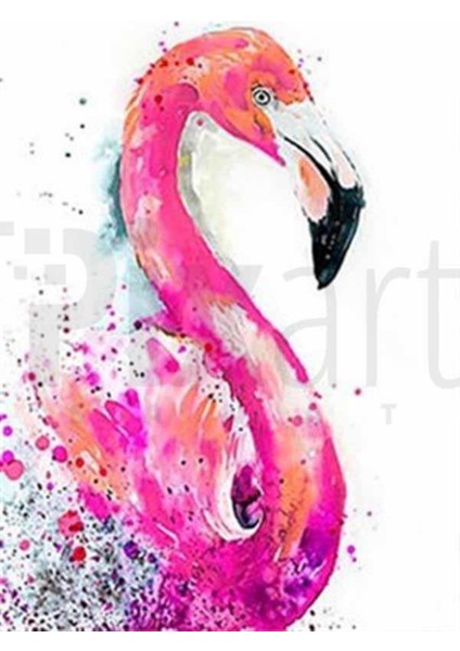 Flamingo Çizimi Pixart Sanat Elmas Mozaik Tablo Diamond Türkiye 39*52
