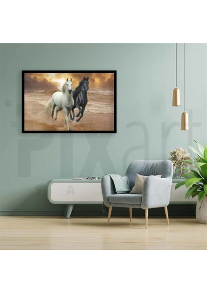 Yarışan Iki At Pixart Sanat Elmas Mozik Tablo Daimond Türkiye 78*53 modelleri