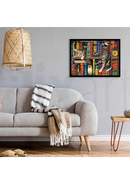 Uykucu Kedi Pixart Sanat Elmas Mozik Tablo Daimond Türkiye 73*55 modelleri