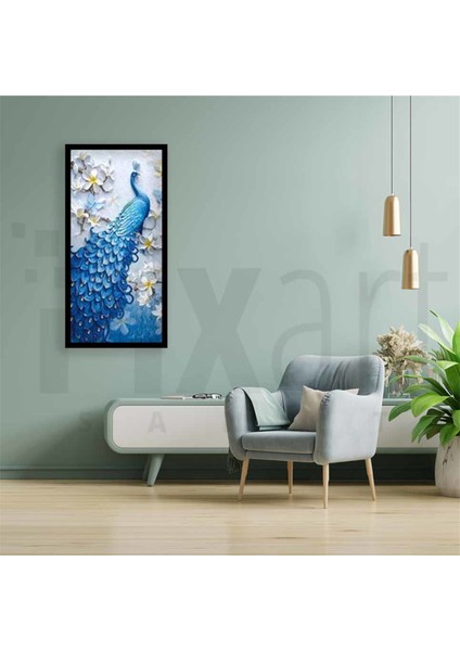 Duvardaki Kabartma Tavuskuşu ve Çiçekler Pixart Sanat Elmas Mozik Tablo Daimond Türkiye 35*63 fiyatları