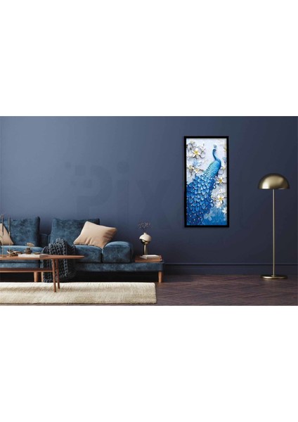 Duvardaki Kabartma Tavuskuşu ve Çiçekler Pixart Sanat Elmas Mozik Tablo Daimond Türkiye 35*63 modelleri