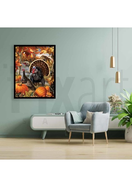 Balkabağı Tarlasında Hindiler Pixart Sanat Elmas Mozaik Tablo Diamond Türkiye 49*62 fiyatları