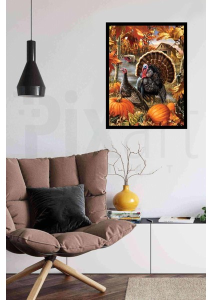 Balkabağı Tarlasında Hindiler Pixart Sanat Elmas Mozaik Tablo Diamond Türkiye 49*62 modelleri