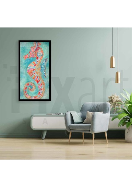 Renkli Çizimiyle Deniz Atı Pixart Sanat Elmas Mozik Tablo Daimond Türkiye 43*78 fiyatları