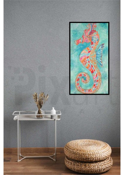 Renkli Çizimiyle Deniz Atı Pixart Sanat Elmas Mozik Tablo Daimond Türkiye 43*78 modelleri
