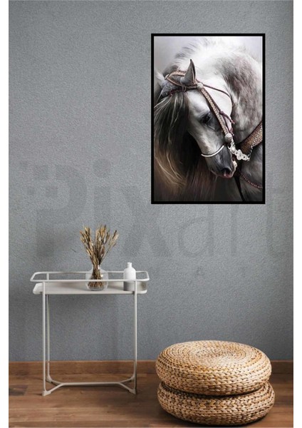 Yalnız Beyaz At Pixart Sanat Elmas Mozaik Tablo Diamond Türkiye 37*52 modelleri