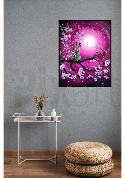 Uzaydaki Doğa ve Kedicik Pixart Sanat Elmas Mozaik Tablo Diamond Türkiye 43*53 modelleri