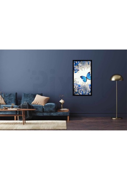 Beyaz Çiçekler Içindeki Mavi Kelebekler Pixart Sanat Elmas Mozaik Tablo Diamond Türkiye 45*82 fiyatları