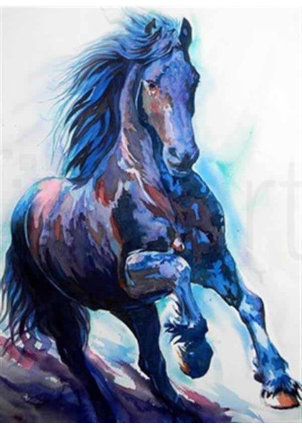 Mavi At Portresi Pixart Sanat Elmas Mozik Tablo Daimond Türkiye 38*53
