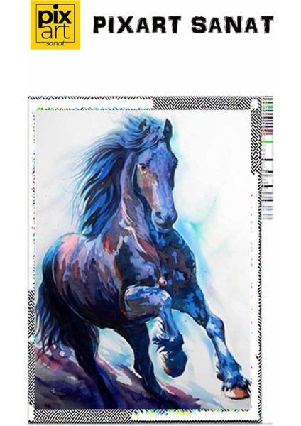Mavi At Portresi Pixart Sanat Elmas Mozik Tablo Daimond Türkiye 38*53 fırsatları