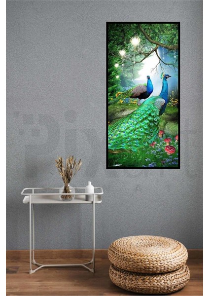 Güzel Renkli Tavus Kuşları Pixart Sanat Elmas Mozaik Tablo Diamond Türkiye 43*83 modelleri