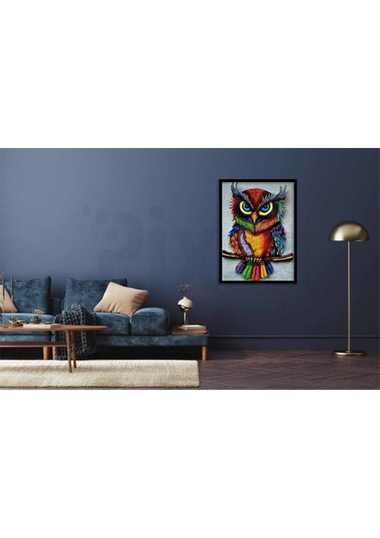 Renkli Kızgın Baykuş Pixart Sanat Elmas Mozaik Tablo Diamond Türkiye 43*55 fiyatları
