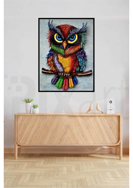 Renkli Kızgın Baykuş Pixart Sanat Elmas Mozaik Tablo Diamond Türkiye 43*55 modelleri