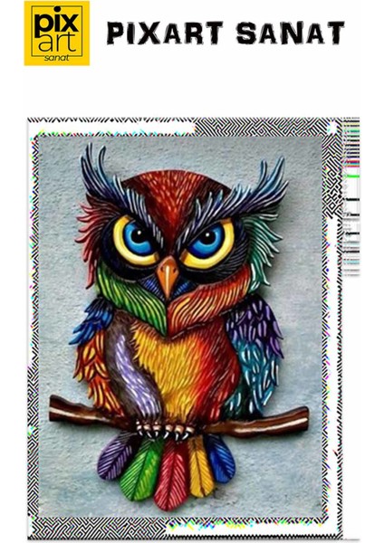 Renkli Kızgın Baykuş Pixart Sanat Elmas Mozaik Tablo Diamond Türkiye 43*55 fırsatları