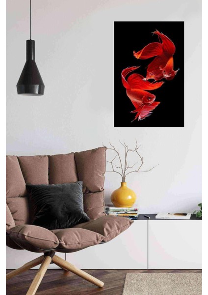 Kirmizi Beta Baliklari 40 x 60 Elmas Mozaik Tablo modelleri