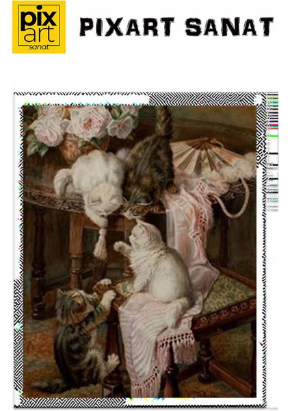 Minik Kedilerin Oyun Zamanı Pixart Sanat Elmas Mozik Tablo Daimond Türkiye 60*76 fırsatları